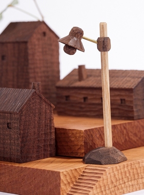 创木工房实木手工手作桌面小摆件微缩景观小房子