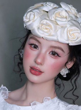 法式白色玫瑰小众手工新娘发饰