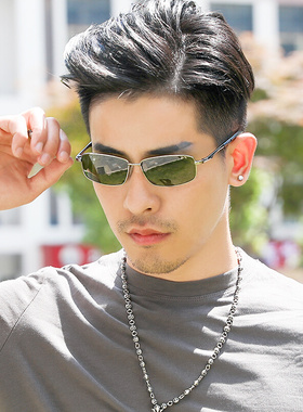 玻璃男士方框个性强m化镜片2019潮流新款军绿色蛤蟆驾驶墨镜