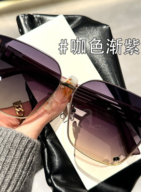 大框墨镜眼镜2024新款女方A框夏季防晒防紫外线茶色眼镜开车