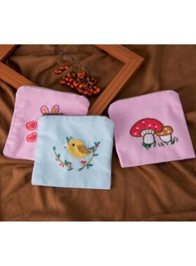 零钱包化妆手工Handmade coin purse diy刺绣绣花材料包自制礼物