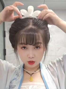玉兰花宋冠抓夹复古油画感珍珠盘发鲨鱼夹博物馆文创古风汉服发饰