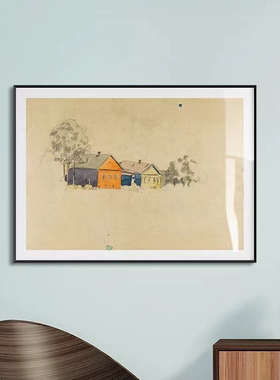蒙德里安房子静物素描后现代装饰画抽象艺术横版卧室壁画餐厅挂画