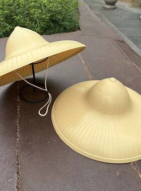 防水槽笠帽加厚塑料帽男女通用夏季防晒防雨大帽檐圆顶遮阳帽户外