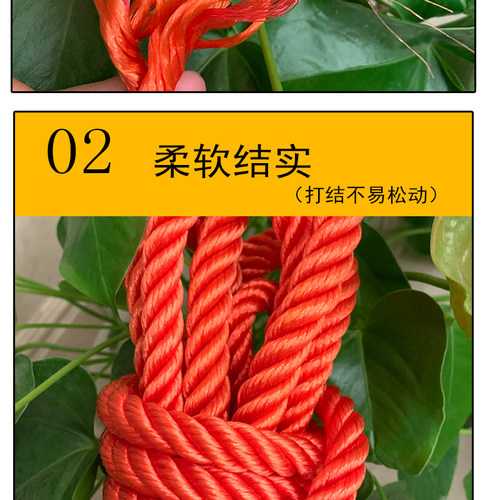 8-20毫米红色耐磨尼龙线耐用加粗防晒棚绳压膜捆绑粗细绳子 - 图0