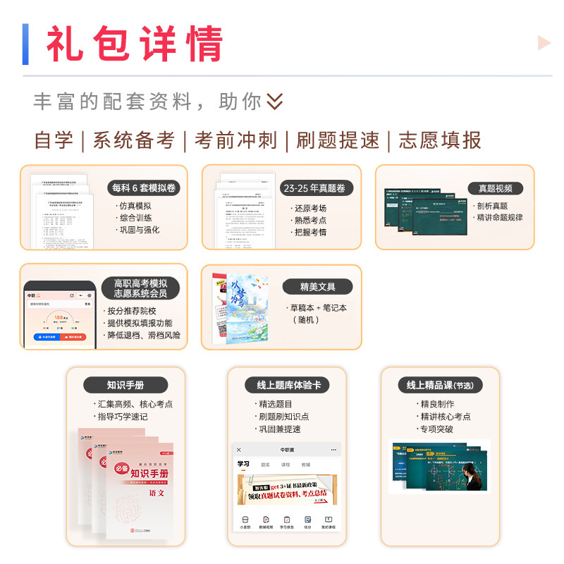 广东高职高考教材2026版中职生3+证书考试历年真题模拟试卷赢在高职高考语文数学英语合编本对口升学单招中专升大专复习资料书