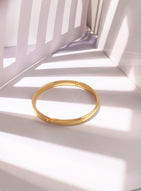 光面不掉色百搭风铜镀金婚庆手镯