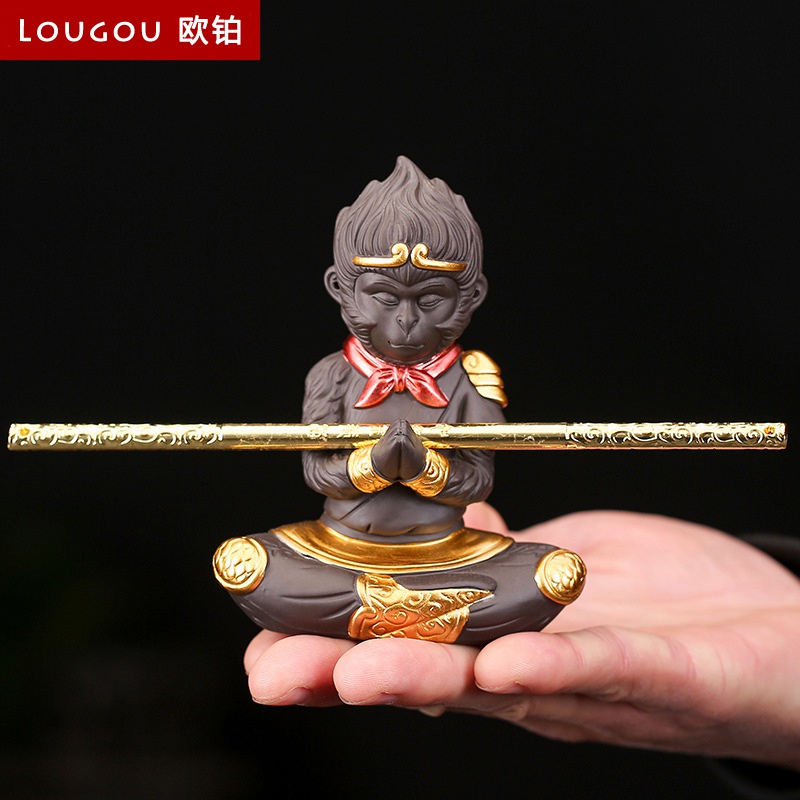 紫砂茶宠汽车摆件汽车内饰悟空摆件鱼缸造景茶桌茶具茶道配件摆件