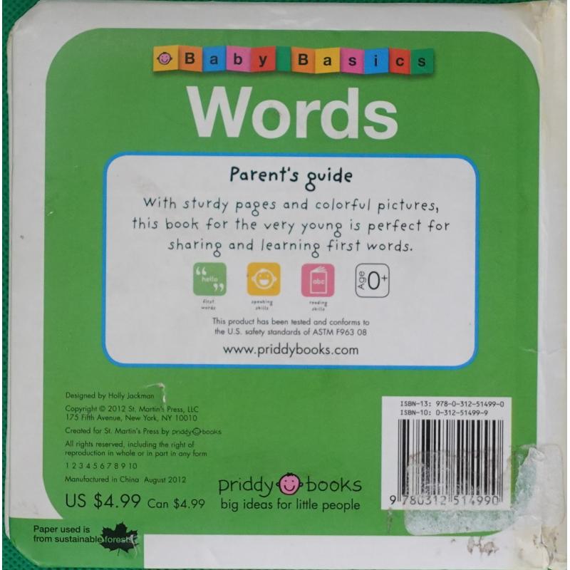 Baby Basics: Words by Roger Priddy木板书Priddy Books; Brdbk edition婴儿基础知识:单词 - 图0