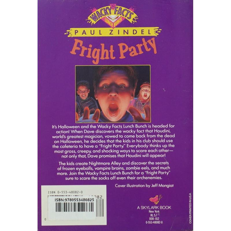 FRIGHT PARTY (Wacky Facts Lunch Bunch) by Paul Zindel平装Skylark; First Edition惊吓派对(古怪事实午餐串) - 图0