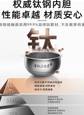 九阳0涂层全域蜂窝有钛电饭煲316Ti内胆4升远红外电饭锅新款40N1F
