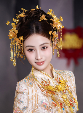 中式复古金新娘结婚秀禾头饰