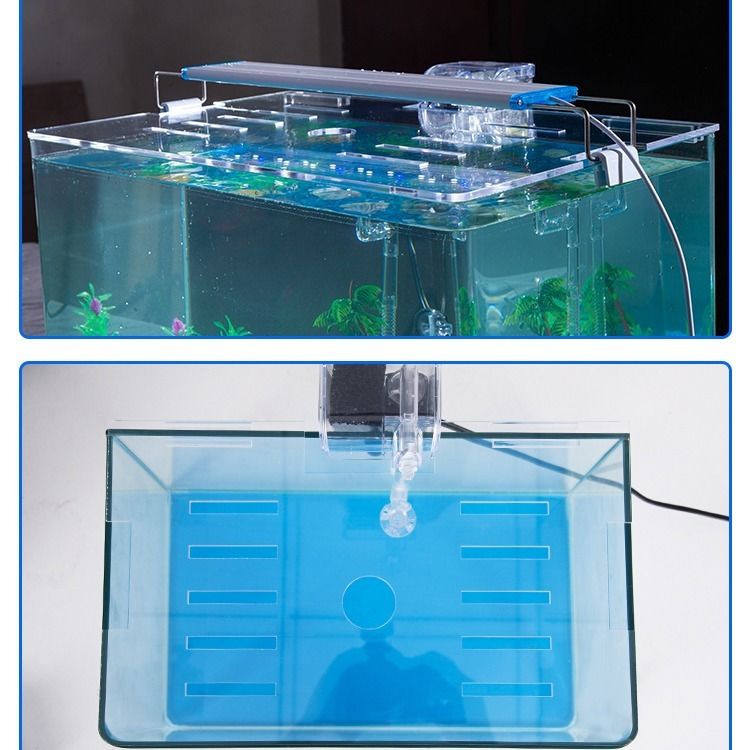 玻璃热弯高清鱼缸办公桌面小型生态创意造景金鱼龟生态水族箱裸缸-图1