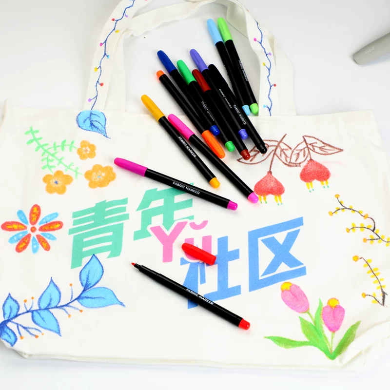 Shopping bag, painted cloth, marker, waterproof white shoes, children's brush, T-shirt, 12 colors, DIY, does not fade
