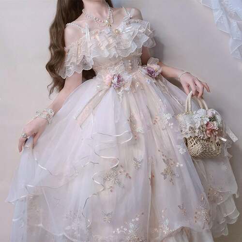 花神芙洛拉lolita正品花嫁洛丽塔连衣裙JSK吊带裙星辰猫原创设计 - 图2