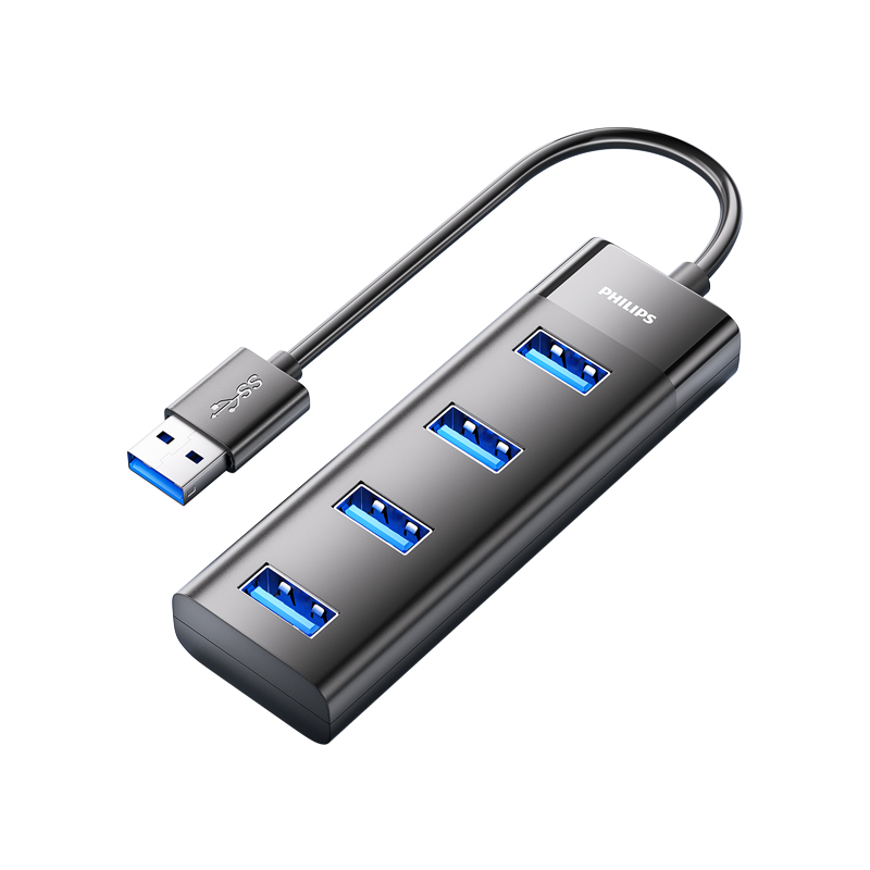 飞利浦usb3.0扩展器转换接插头多口typec笔记本电脑拓展坞多功能usd外接一拖四延长线2.0hub集分线器加长充电 - 图0