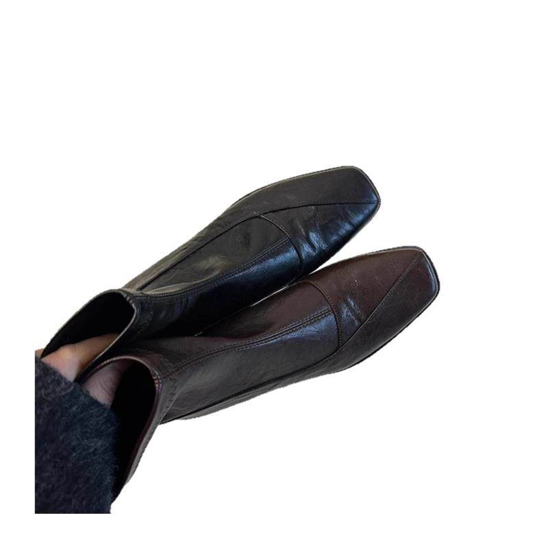 觅华轻奢女鞋企业店复古低跟瘦瘦靴后拉链方显瘦弹力靴女气质短靴,淘宝优惠券,粉丝福利购,淘宝优惠卷