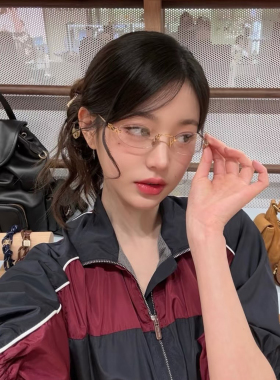 赵今麦张元英无框墨镜女 椭圆太阳眼镜 防紫外线UV400 可配近视