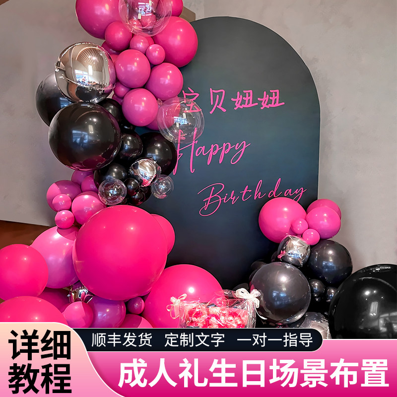 18岁成人礼生日布置气球装饰酒店男女孩派对kt展板定制拍照背景墙