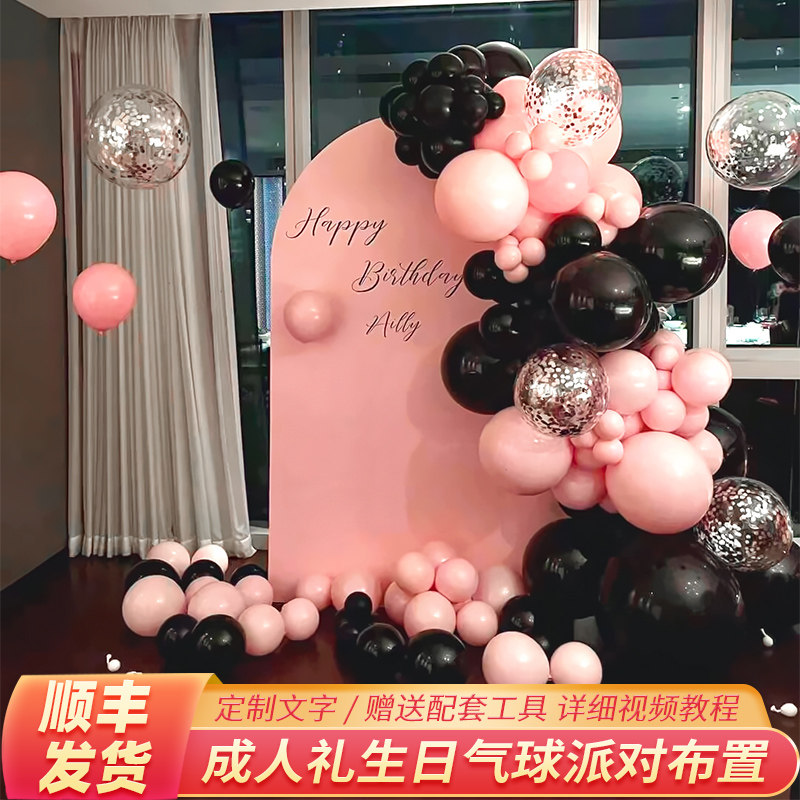 18岁成人礼生日布置气球装饰酒店男女孩派对kt展板定制拍照背景墙