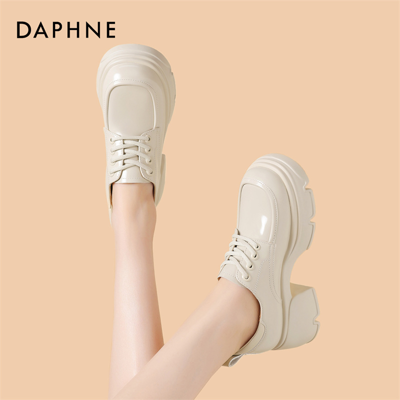 Daphne/达芙妮24款厚底新款系带乐福鞋圆头百搭粗跟春季女鞋单鞋 - 图3