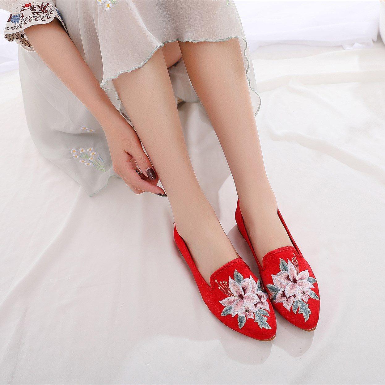 【】2024春夏唐汉中国风复古尖头低跟绣花布鞋女单鞋传统布鞋日常,淘宝优惠券,粉丝福利购,淘宝优惠卷