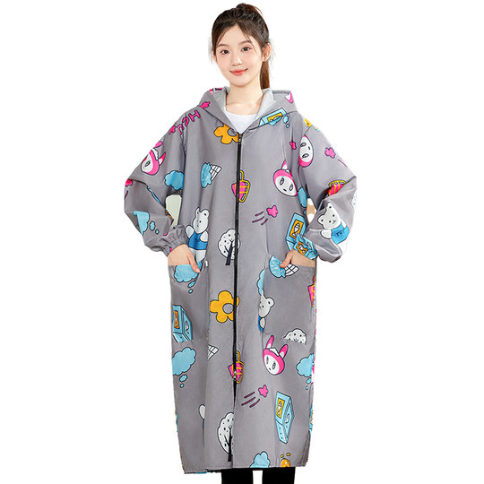 Manteau Extra long de dessin animé, smock imperméable et résistant à l'huile, manteau fin quatre saisons pour femmes, tablier de cuisine, vêtements de travail, nouvelle collection 2025