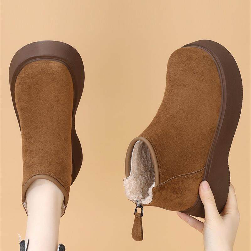 增高厚底雪地靴女2024冬季新款小个子棉靴防滑绒面后拉炼加厚棉鞋,淘宝优惠券,粉丝福利购,淘宝优惠卷