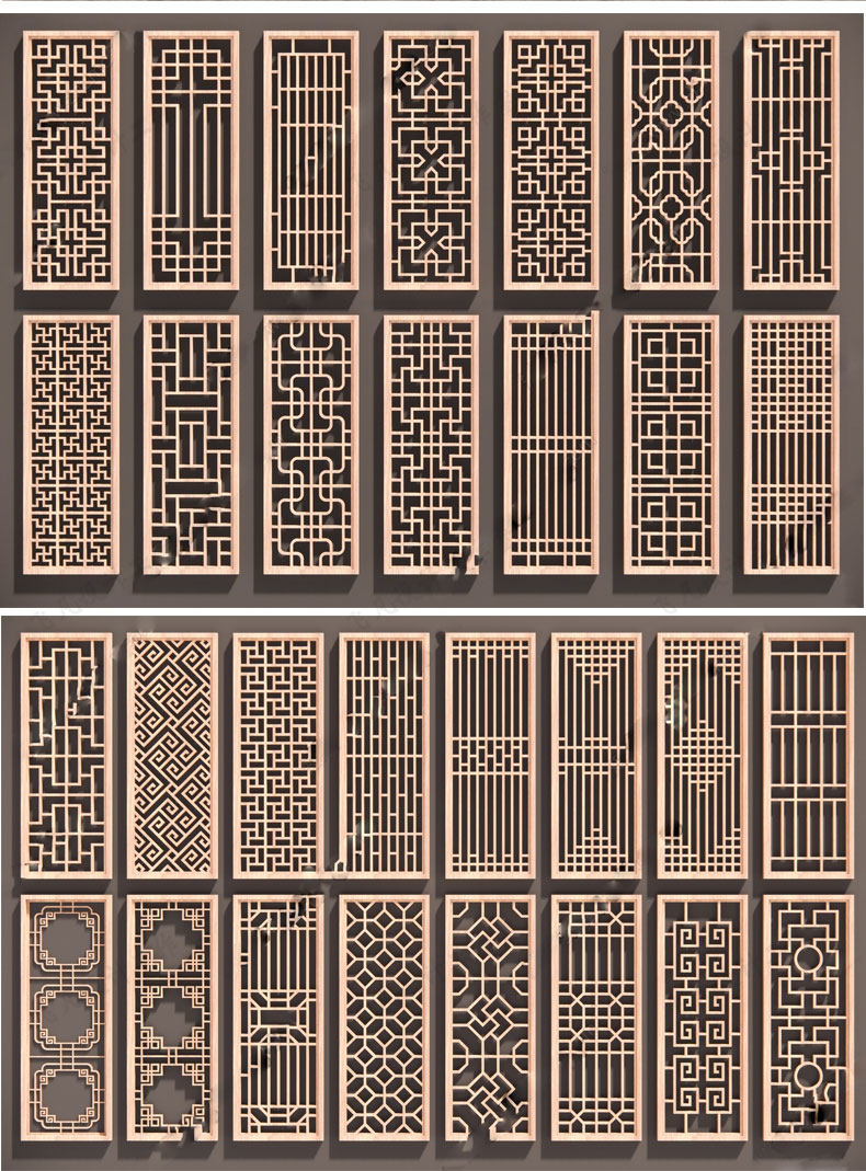 新中式古典门窗雕花镂空屏风木雕门扇花格窗户木门草图大师SU模型,淘宝优惠券,粉丝福利购,淘宝优惠卷