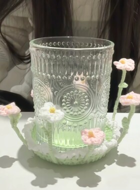 手工钩织花朵隔热咖啡垫