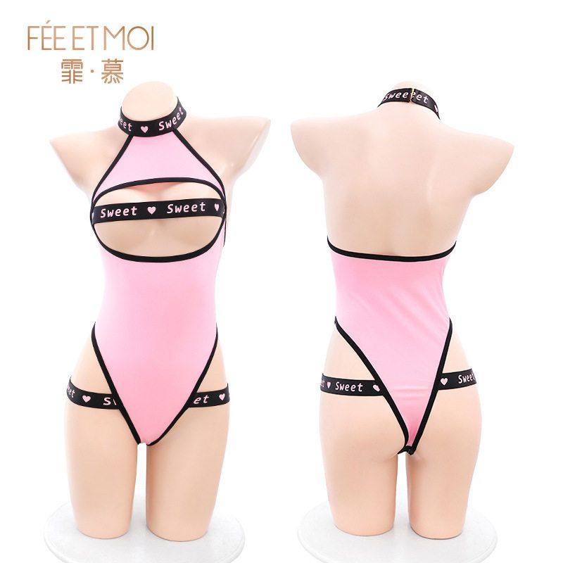 「车模宝贝」挖空暗扣免脱连体衣弹力绑带性感睡衣,淘宝优惠券,粉丝福利购,淘宝优惠卷