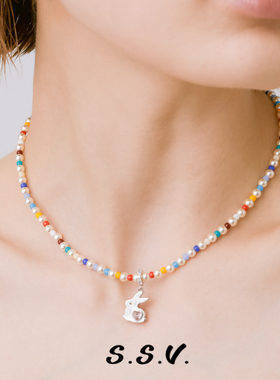SSV海岛系列兔子/大象彩虹米珠项链女 可爱多巴胺锁骨链