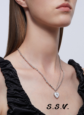 S.S.V.桃心双层叠戴项链女