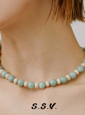 SSV海岛系列奶油薄荷大串珠项链新中式小众轻奢高级感锁骨链
