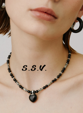 SSV海岛系列暗夜魅影爱心玛瑙串珠项链