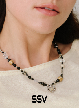 SSV敦煌系列银色爱心吊坠混石蜡绳项链 秋冬轻奢小众高级感毛衣链