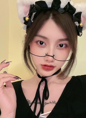 复古金属下半框眼镜女日