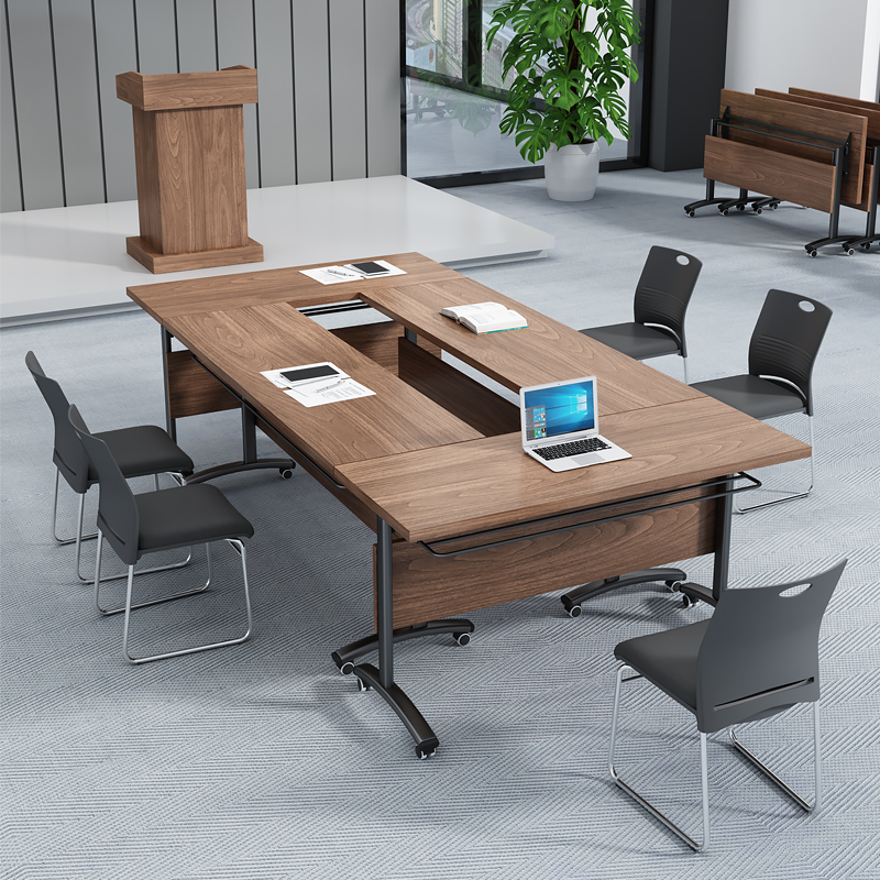 新款办公家具会议室桌椅组合时尚折叠会议桌长桌简约现代培训桌洽-图2