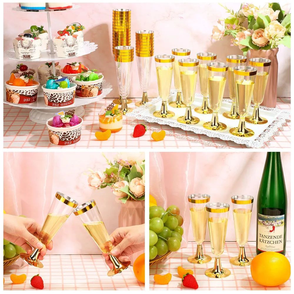 25pcs Champagne Flutes Plastic Disposable Champagne Glasses - 图1