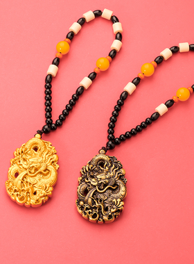 黄铜做旧龙牌手把件家居摆件电视柜酒柜摆件个性实心随身盘玩挂件