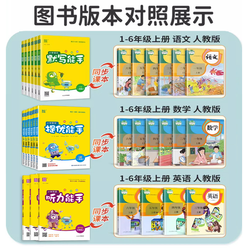 英语听力默写能手人教版小学生三四五六年级上下册同步教材强化训练基础知识点汇总手册单词短语句型单元期中期末检测练习