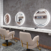 Beauty Hair Shop Mirror Subnet Red Tides Shop Hairdressshop Mirror Desk Hair Salon Special Single Sided Wall-mounted Round Bronzed Mirror Table Intelligence