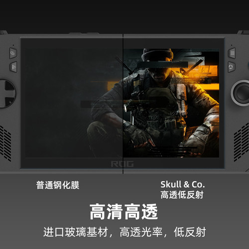 Skull & Co. ROG Ally/X钢化膜 skullco骷髅雾鸦Savage Raven 超薄高透9H硬度防爆弧边抗油屏幕保护贴膜 - 图1