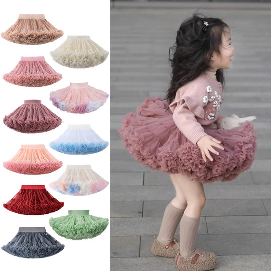 春秋女童洋气蓬蓬tutu裙女宝宝百搭半身蛋糕裙女小童超仙凸凸裙潮