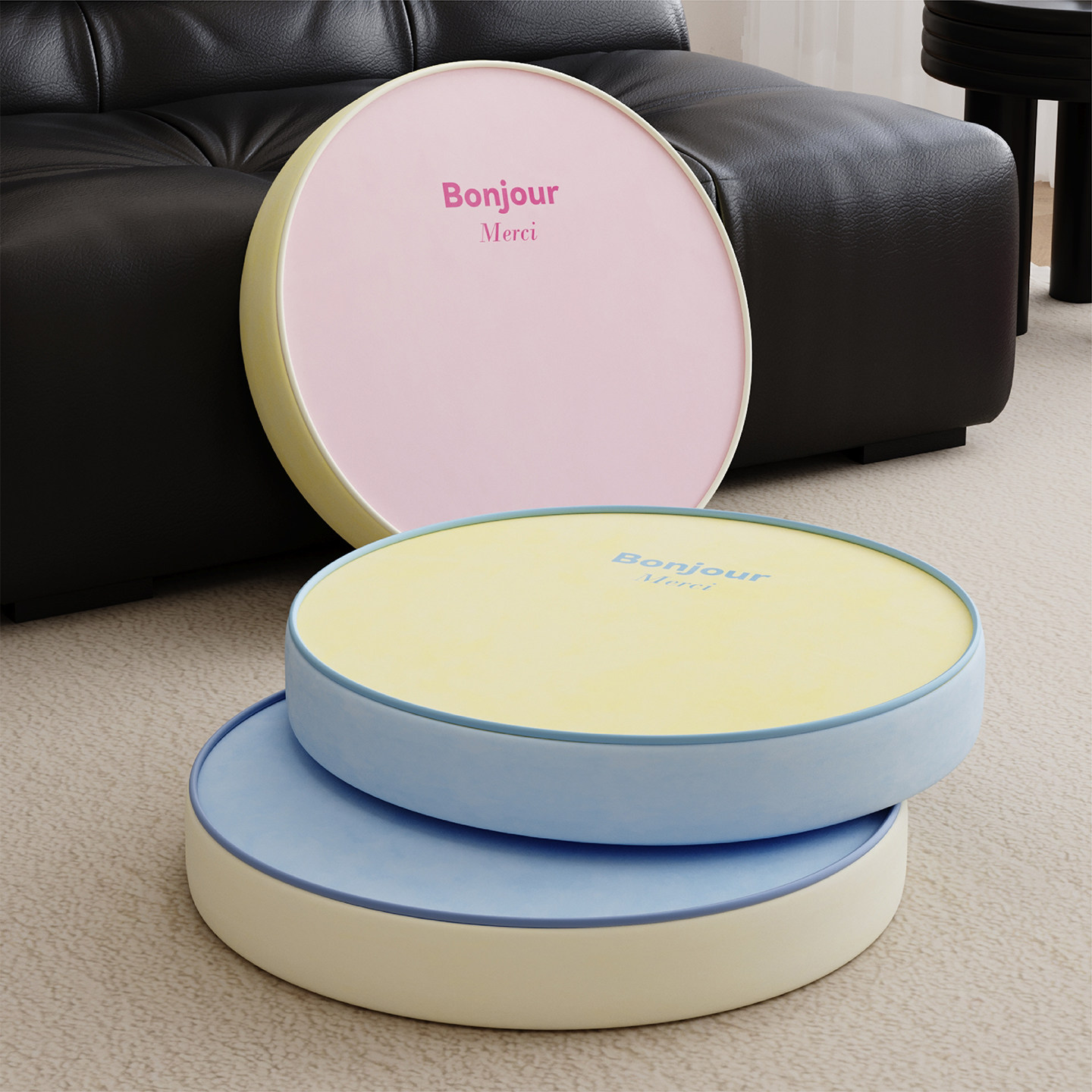 Solid color macaron futon cushion lazy floor cushion