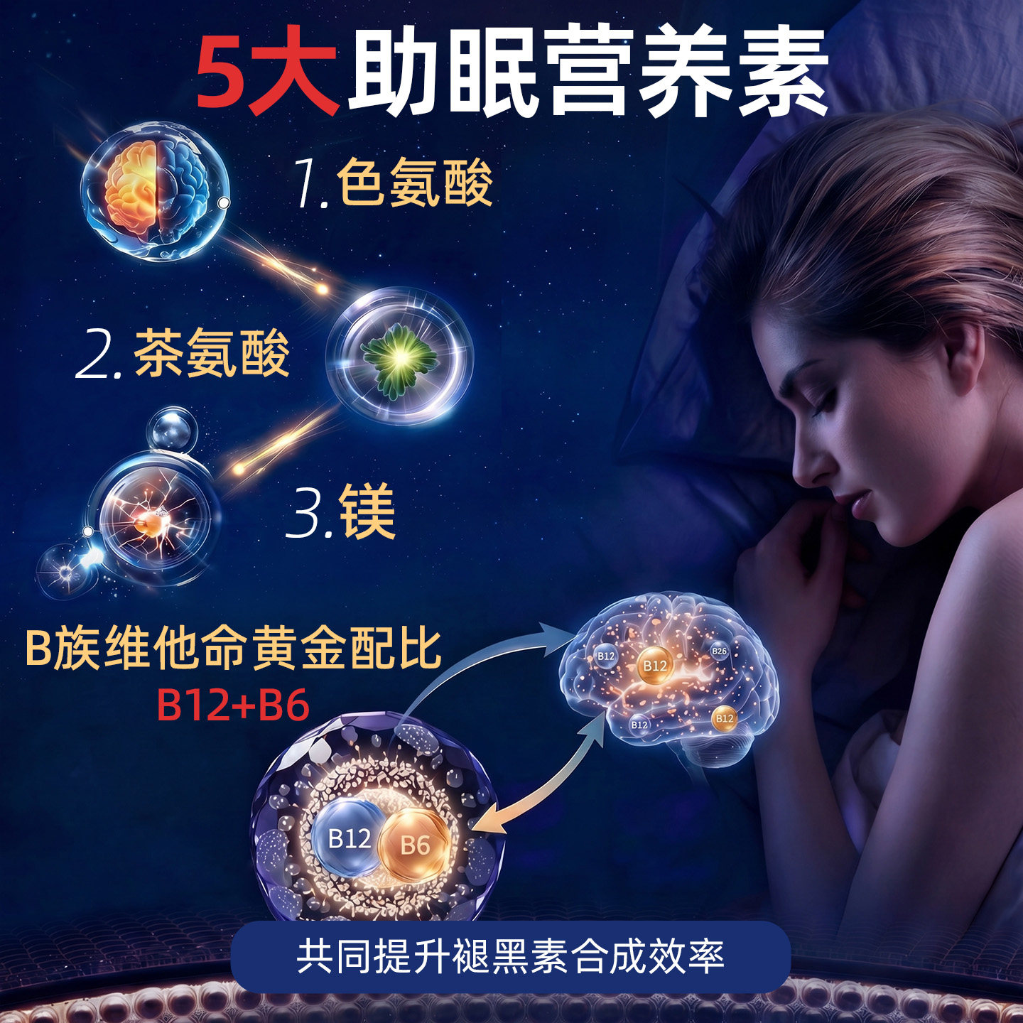 Ensonkan安迅康植物褪黑素睡眠片茶氨酸色氨酸助眠舒压无依赖60粒