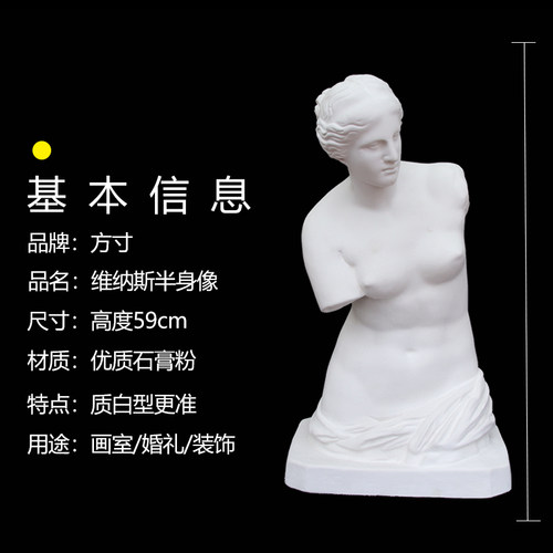 维纳斯半身像石膏像头像雕塑石膏画室装饰雕塑素描维纳斯写生专用 - 图0