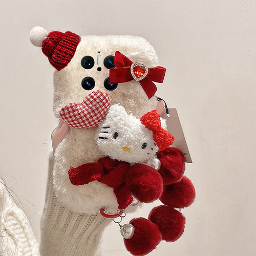 星星凯蒂猫适用华为mate70pro+手机壳meta60立体mata50e毛茸茸rs保时捷设计mete40e十m30秋冬季20x手环10毛绒 - 图3