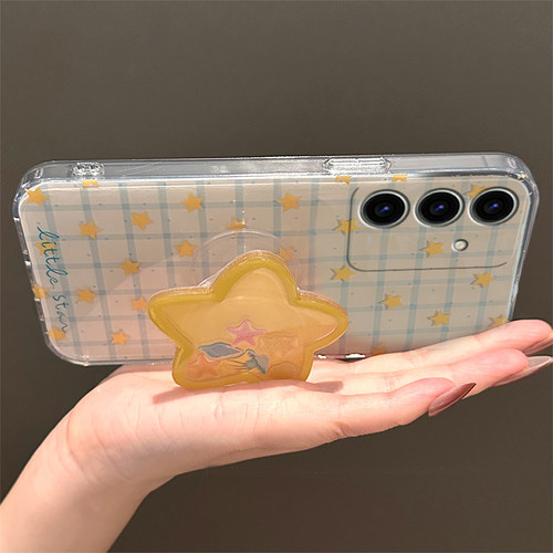 ins风格子星星适用三星s25edge手机壳s24plus立体s23+十s22摇摇乐s21fe支架s20ultra斜挎s10/s9/s8/note20软p - 图3
