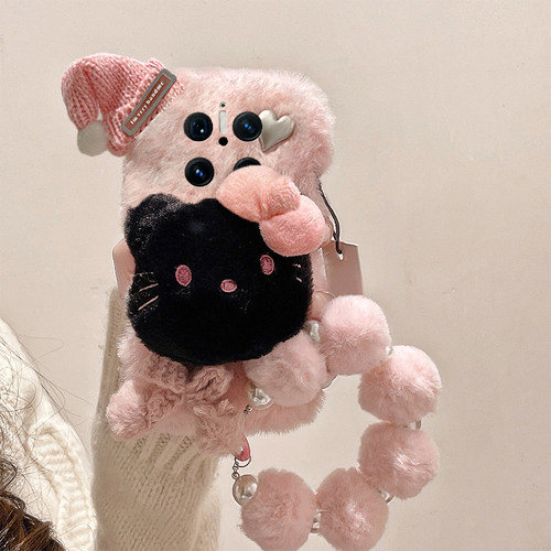 星星凯蒂猫适用华为mate70pro+手机壳meta60立体mata50e毛茸茸rs保时捷设计mete40e十m30秋冬季20x手环10毛绒 - 图2